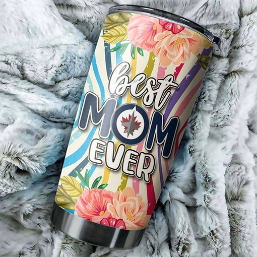 Best Mom Ever Flower Design Tumbler, Winnipeg Jets NHL