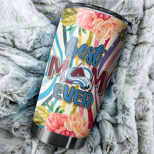 Best Mom Ever Flower Design Tumbler for Colorado Avalanche NHL Fans