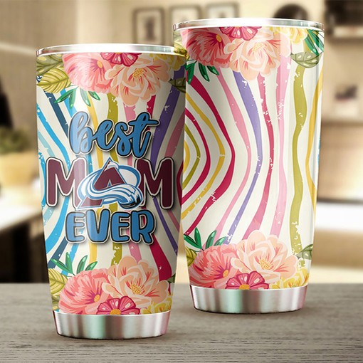 Best Mom Ever Flower Design Tumbler for Colorado Avalanche NHL Fans - Image 2