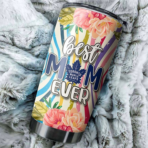 Best Mom Ever Lovely Flower Design Toronto Maple Leafs NHL Tumbler