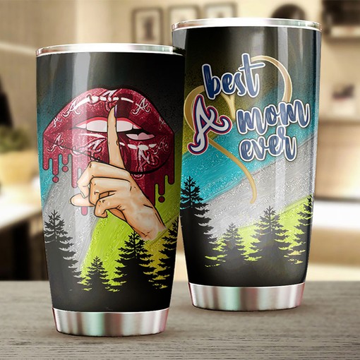 Best Moms Ever with Beautiful Sunflower Design and MLB Logo - Atlanta Braves MLB Tumbler with Baseball Mom Tumbler Ideas