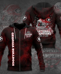 Best Selling Georgia Bulldogs All Over Print 3D Zip-Up Hoodie with Bulldogs Design