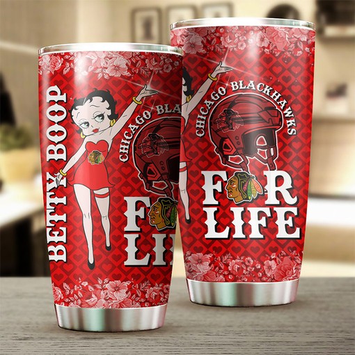 Betty Boop Cheers for Blackhawks with This NHL Logo Tumbler with Unique Tumbler Designs - Image 2