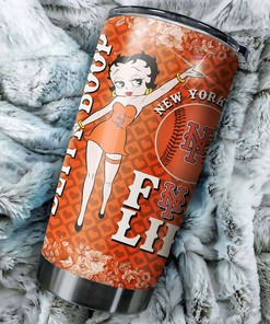 Betty Boop Fans with MLB Logo - New York Mets MLB Tumbler with Personalized Design and Baseball Tumbler Ideas