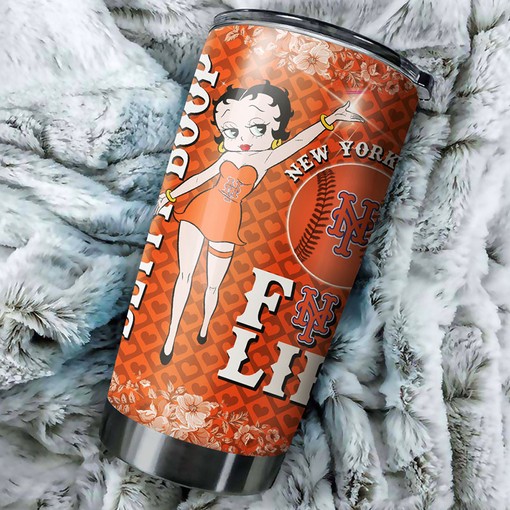 Betty Boop Fans with MLB Logo - New York Mets MLB Tumbler with Personalized Design and Baseball Tumbler Ideas