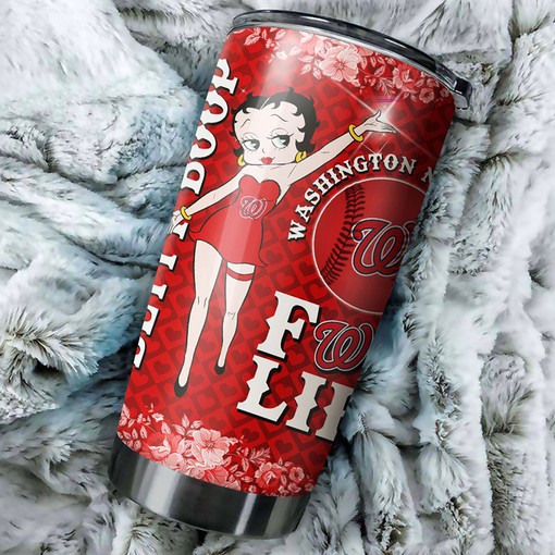 Betty Boop Fans with MLB Logo - Washington Nationals MLB Tumbler with Personalized Design and MLB Coffee Tumbler