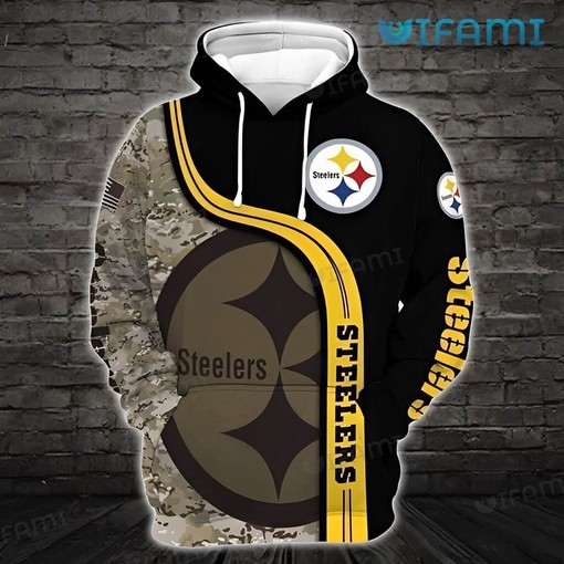 Big Logo Steelers Camo - Pittsburgh Steelers 3D All Over Print Hoodie with Bold Design