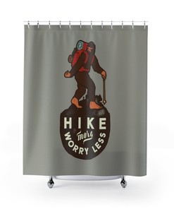Bigfoot Sasquatch Print Shower Curtain for Hiker Bathroom Decor