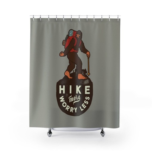 Bigfoot Sasquatch Print Shower Curtain for Hiker Bathroom Decor