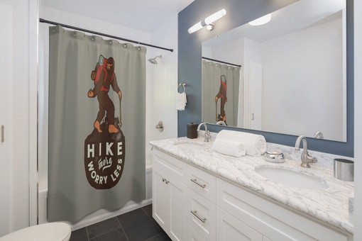 Bigfoot Sasquatch Print Shower Curtain for Hiker Bathroom Decor - Image 2