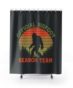 Bigfoot Search Team Print Shower Curtain for Adventurous Bathroom Decor