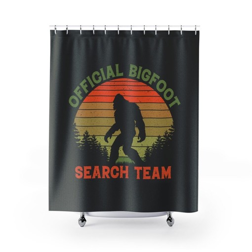 Bigfoot Search Team Print Shower Curtain for Adventurous Bathroom Decor