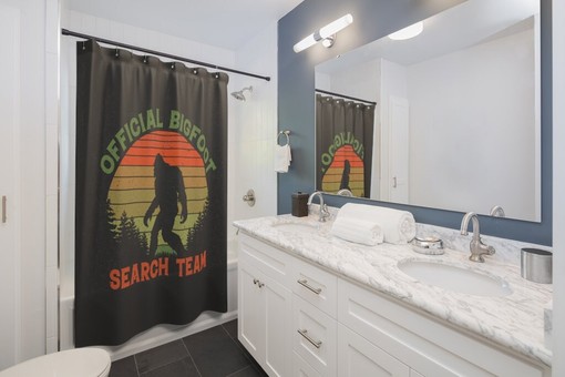Bigfoot Search Team Print Shower Curtain for Adventurous Bathroom Decor - Image 2