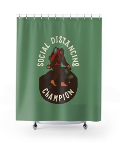 Bigfoot Shower Curtain, The Beast, Sasquatch - Social Distance in Style