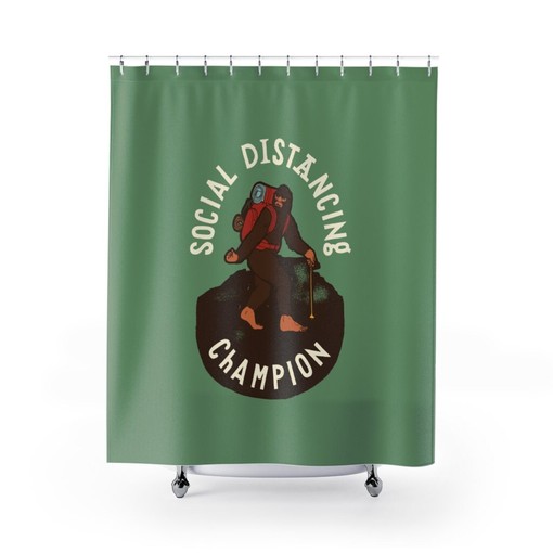 Bigfoot Shower Curtain, The Beast, Sasquatch - Social Distance in Style