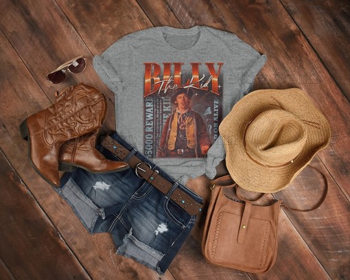 Billy The Kid Homage Tshirt - Vintage Billy The Kid Shirt - Billy The Kid Fan Tees - Classic Movie T-shirts - Image 4