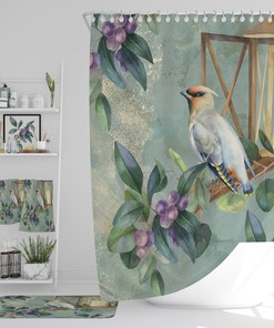 Bird Floral Shower Curtain for Kids Bathroom Decor - Colorful and Fun
