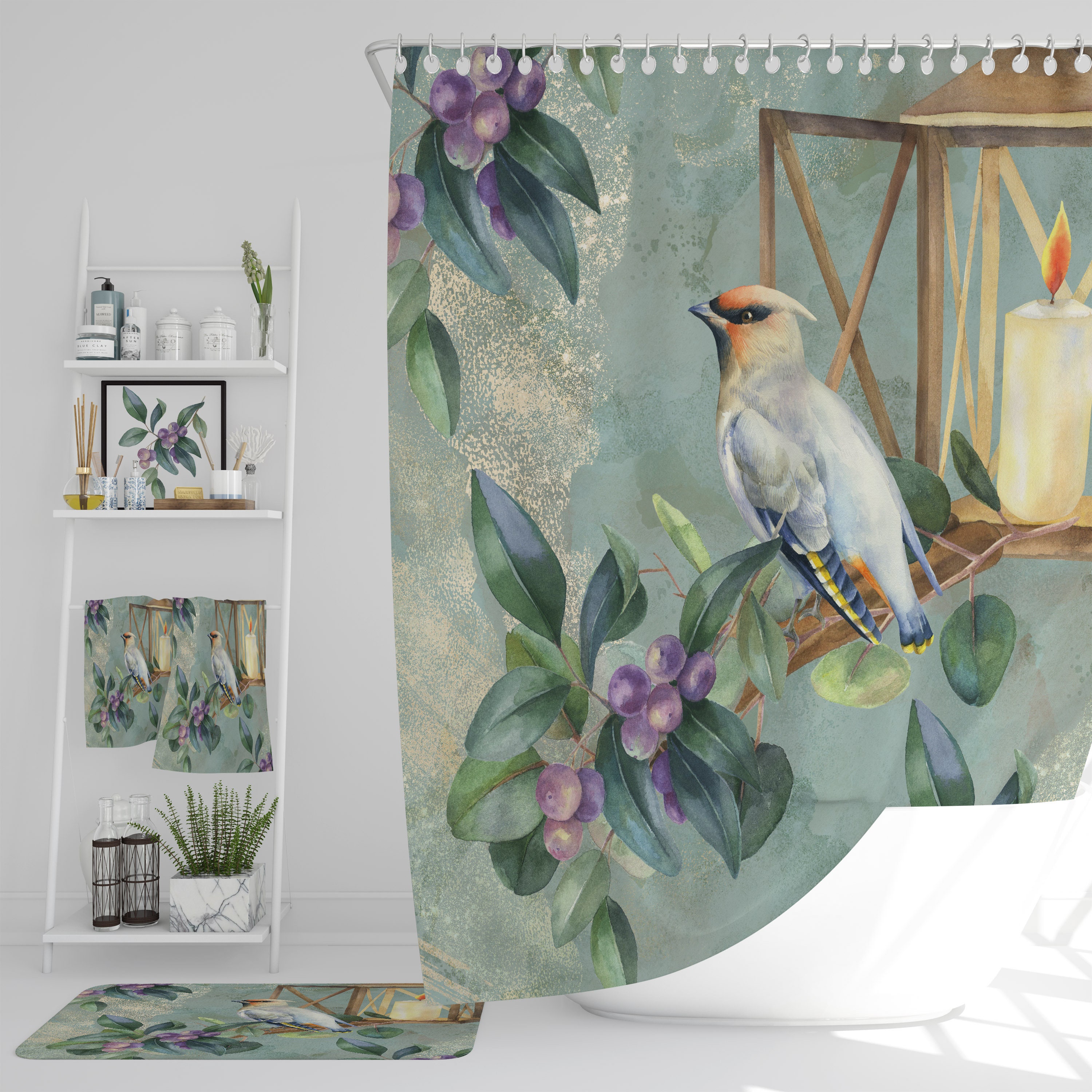 Bird Floral Shower Curtain for Kids Bathroom Decor - Colorful and Fun