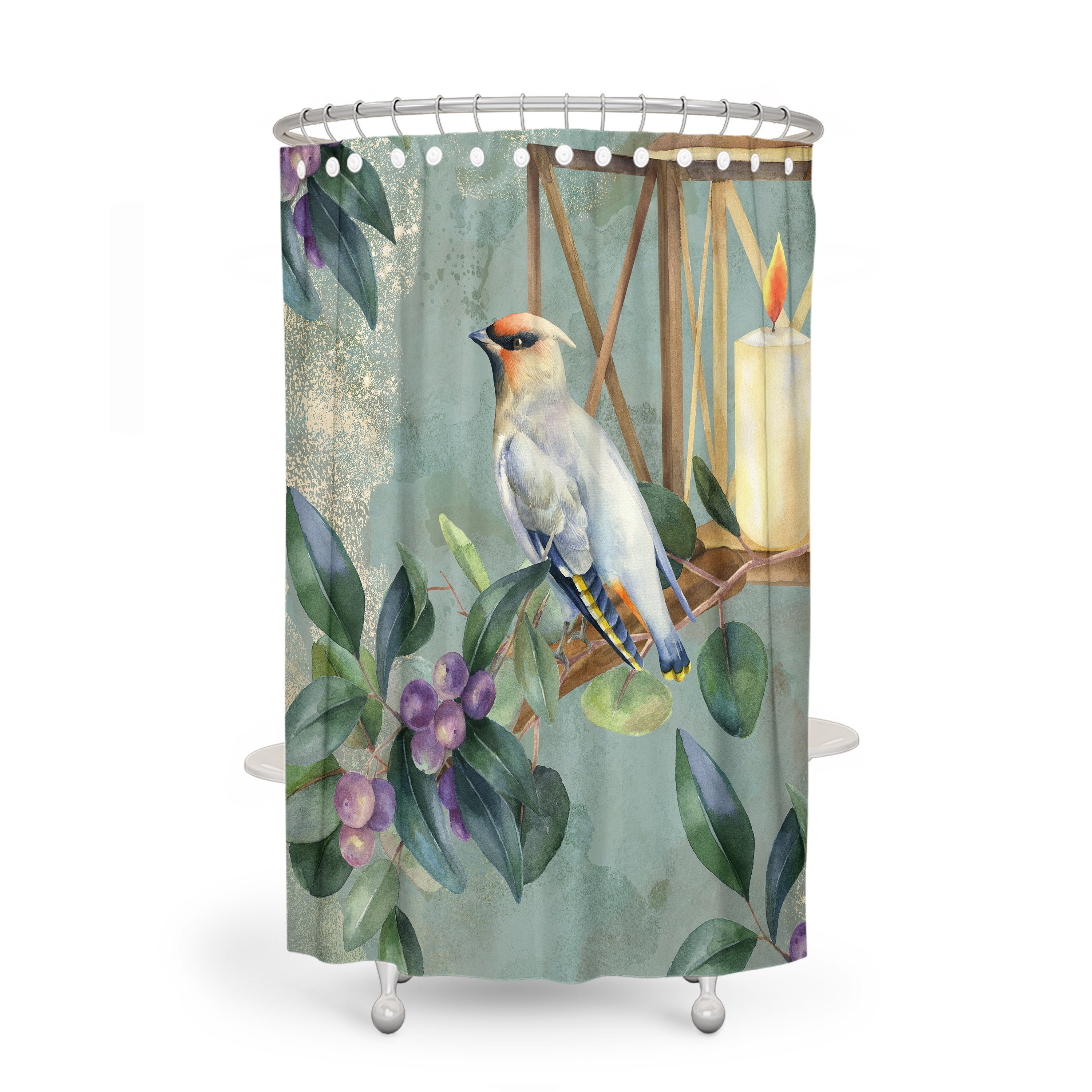 Bird Floral Shower Curtain for Kids Bathroom Decor - Colorful and Fun - Image 2