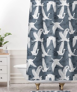 Bird and Blue Floral Shower Curtain, Touch of Nature in Your Boho Bathroom Decor, Fabric Bath Curtain