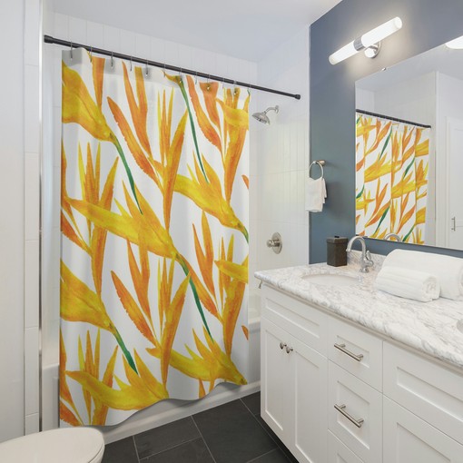Bird of Paradise Tropical Floral Shower Curtain | Tropical Prints | Bathroom Accessories | Daughter Gifts