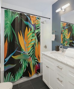 Bird of Paradise Tropical Floral Shower Curtain | Tropical Prints | Bathroom Accessories | Friend Gifts