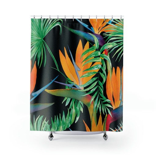 Bird of Paradise Tropical Floral Shower Curtain | Tropical Prints | Bathroom Accessories | Friend Gifts - Image 2