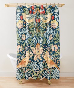 Birds and Boho Art Nouveau Shower Curtain - Vibrant Bathroom Decor - Eco-Friendly and Water-Resistant with Hooks