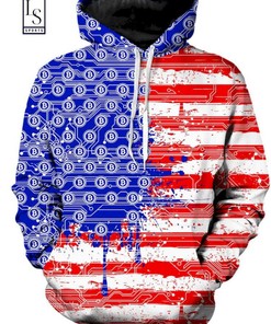 Bitcoin Flag USA All Over Print 3D Hoodie - For Bitcoin Enthusiasts