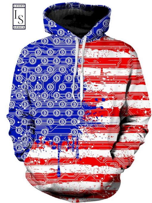 Bitcoin Flag USA All Over Print 3D Hoodie - For Bitcoin Enthusiasts