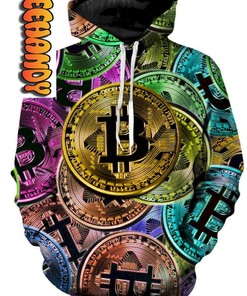 Bitcoin Pattern All Over Print 3D Hoodie - Unique Hoodie for Bitcoin Fans