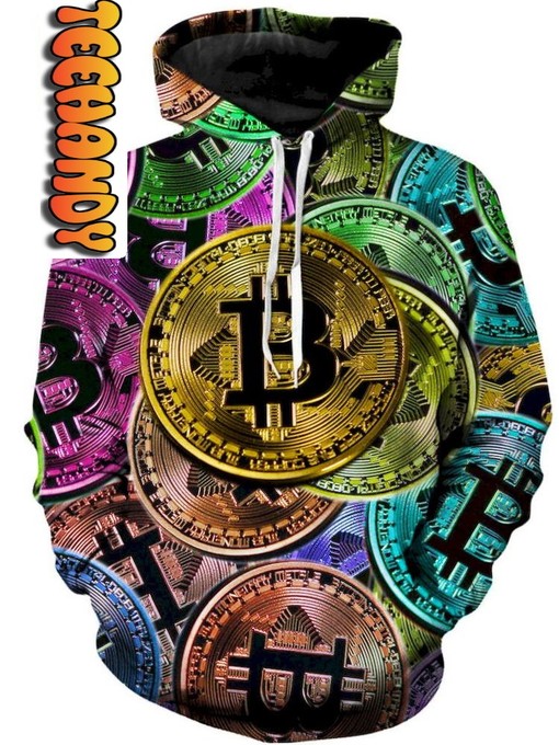 Bitcoin Pattern All Over Print 3D Hoodie - Unique Hoodie for Bitcoin Fans
