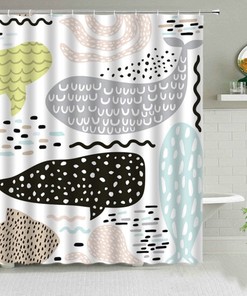 Black Gray Whale Shower Curtain | Underwater Mammal Ocean Decor | Beach Theme
