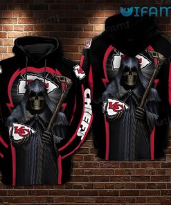 Black KC Chiefs Hoodie 3D: Rock the Grim Reaper Holding Logo