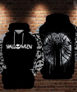 Black Slender Man 3D Hoodie with Unique All Over Print Design and Jack Skellington