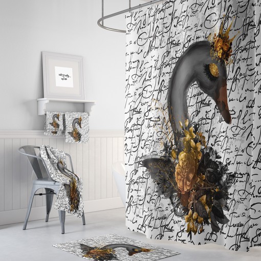 Black Swan Shower Curtain with Elegant Bathroom Decor for a Sophisticated Look
