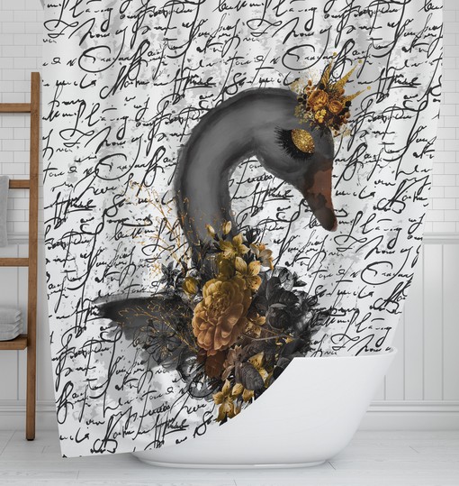 Black Swan Shower Curtain with Elegant Bathroom Decor for a Sophisticated Look - Image 2