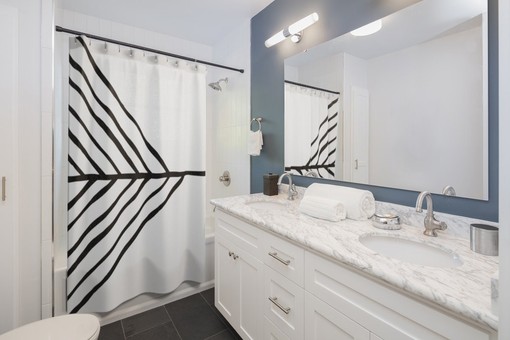 Black and White Arrow Shower Curtain - Abstract Bohemian Bathroom Decor with Chic Artistry - Image 2