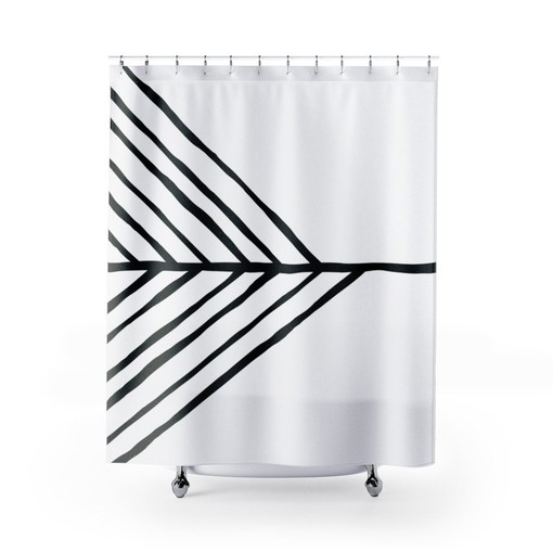 Black and White Arrow Shower Curtain - Abstract Bohemian Bathroom Decor with Chic Artistry - Image 3