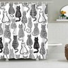Black and White Cat Vintage Bathroom Shower Curtain | Animal Fabric Home Bath Decor