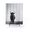 Black and White Highland Cow Photographic Farm Barn Shower Curtain for Rustic Bathroom Decor