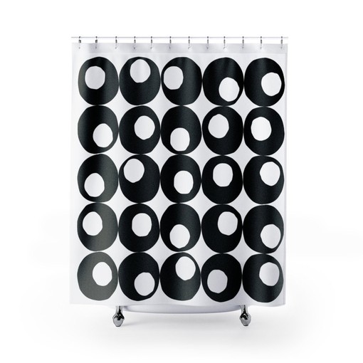 Black and White Mid Century Modern Shower Curtain, Retro Bathroom Decor as a Unique Bathroom Accessory