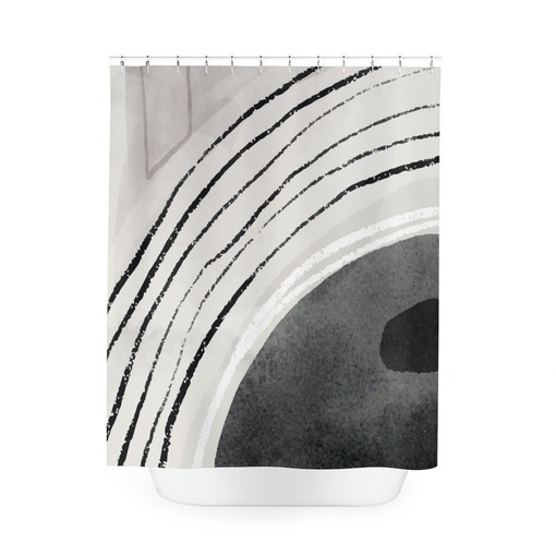 Black and White Minimalist Oil Paint Strokes Shower Curtain for Apartment - Image 3