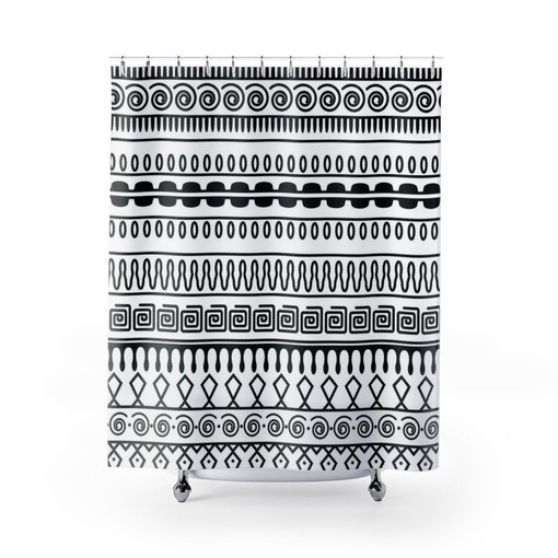 Black and White Shower Curtain for Dorm Room and Bathroom