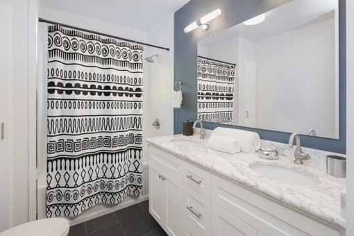 Black and White Shower Curtain for Dorm Room and Bathroom - Image 2