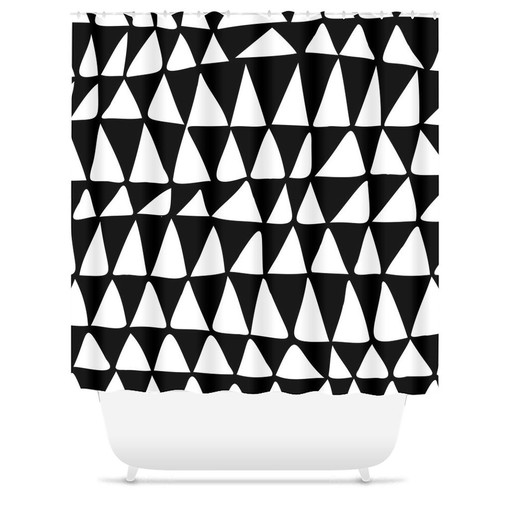 Black and White Triangle Shower Curtain - Minimalist Abstract Design for Contemporary Bath Decor - Image 3