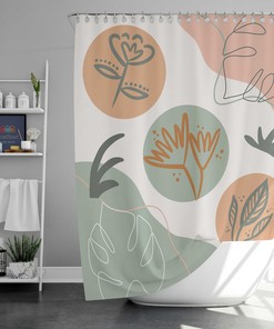 Bloemenbladeren Design Boho Botanical Leaf Fabric Shower Curtain