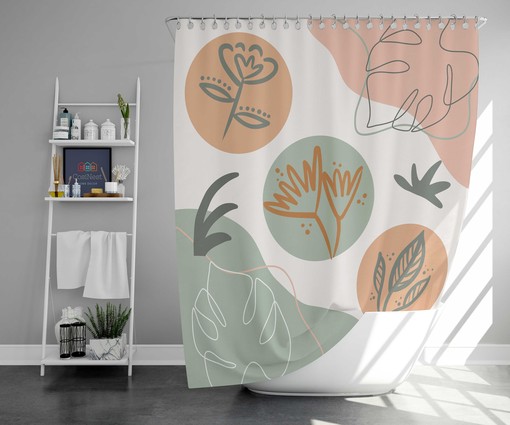 Bloemenbladeren Design Boho Botanical Leaf Fabric Shower Curtain
