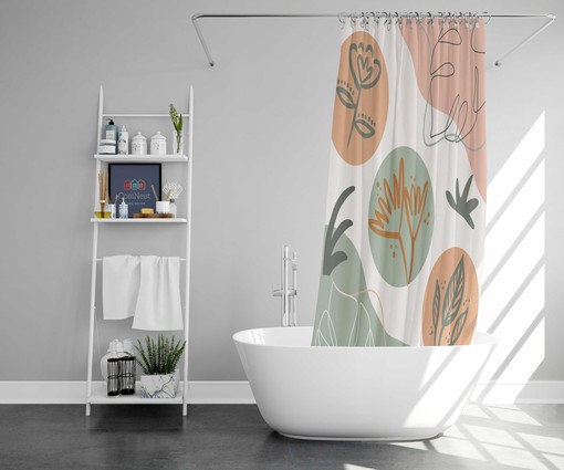 Bloemenbladeren Design Boho Botanical Leaf Fabric Shower Curtain - Image 2