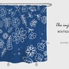 Blue Bohemian Flower and Leaves Shower Curtain with Customizable Sizes, Perfect for a Colorful Boho Style